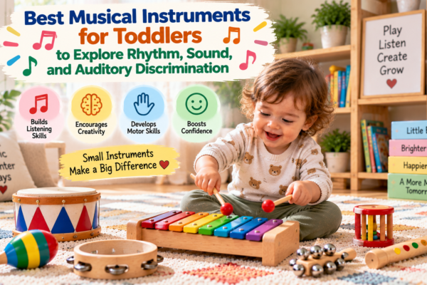 Best Musical Instruments for toddlers to explore rhythm, sound, and auditory discrimination